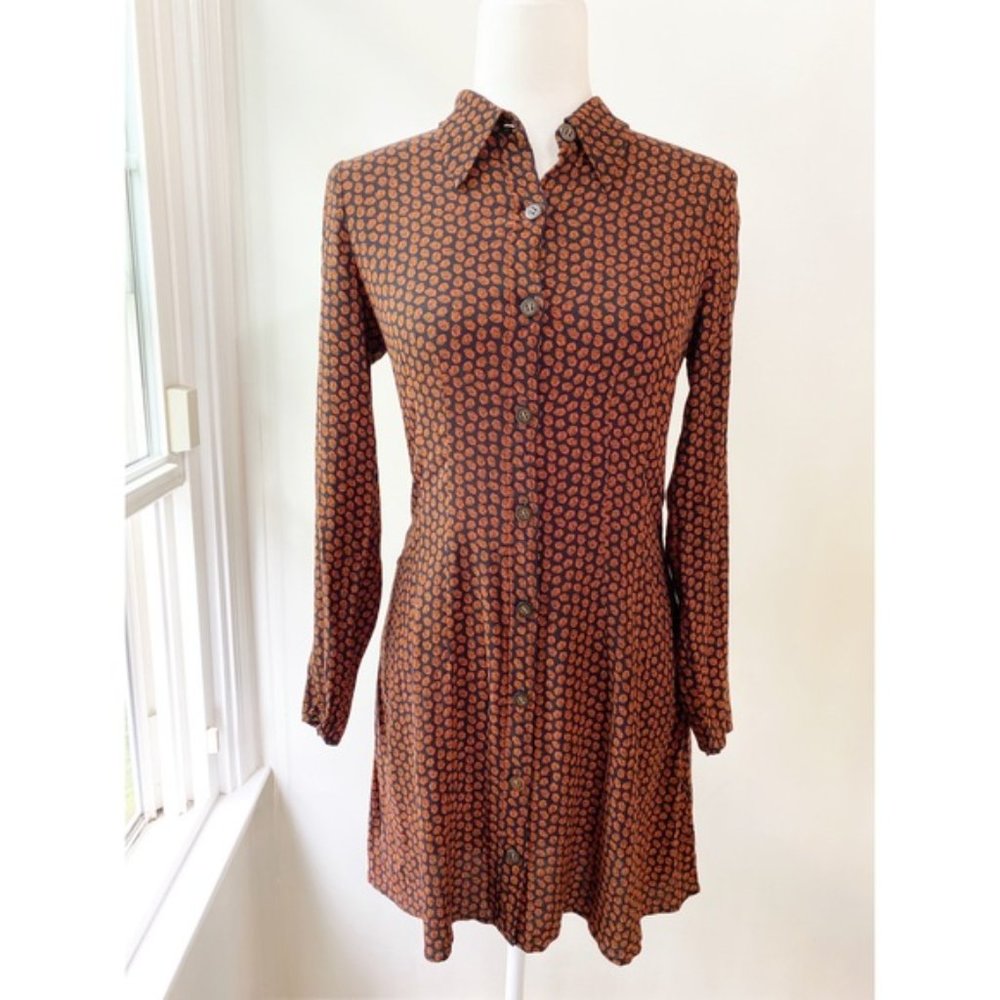 SOLD & Other Stories Black Geometric Print Button Down Dress - Picture 1 of 6